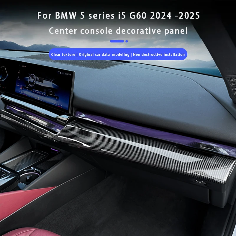 

Для BMW 5 серии i5 G60 2024-2025 LHD ABS из углеродного волокна, центральная консоль, накладка на панель, рамка, моделирование, аксессуары для интерьера