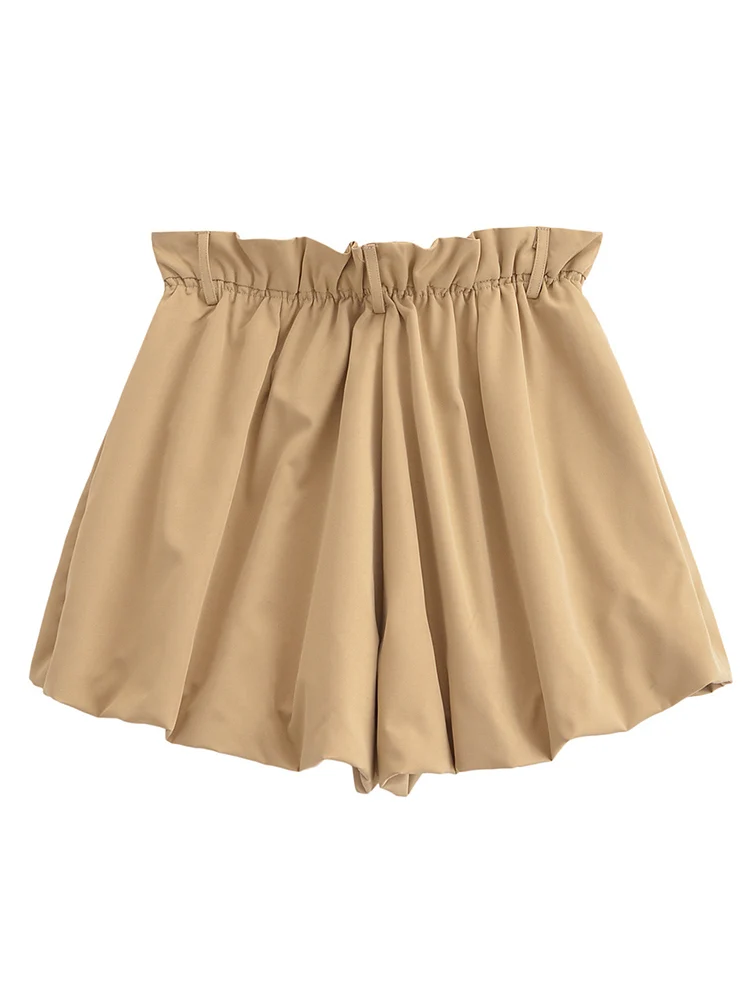 TFMLN-pantalones cortos con forma de capullo de flor para mujer, Shorts mullidos de cintura alta, informales, de Color sólido, nueva moda para primavera y verano