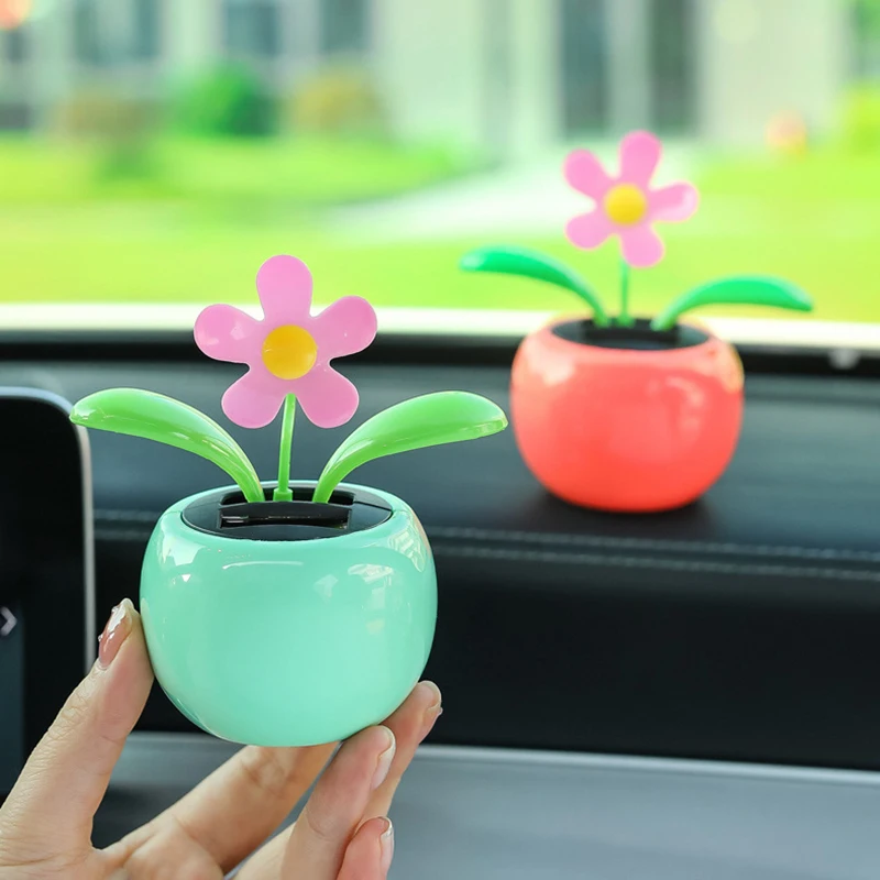 Flower Car Solar Ornaments Swaying Flower Decoration Ornaments Dashboard Solar Energy Dancing Flowers Swinging Ornaments