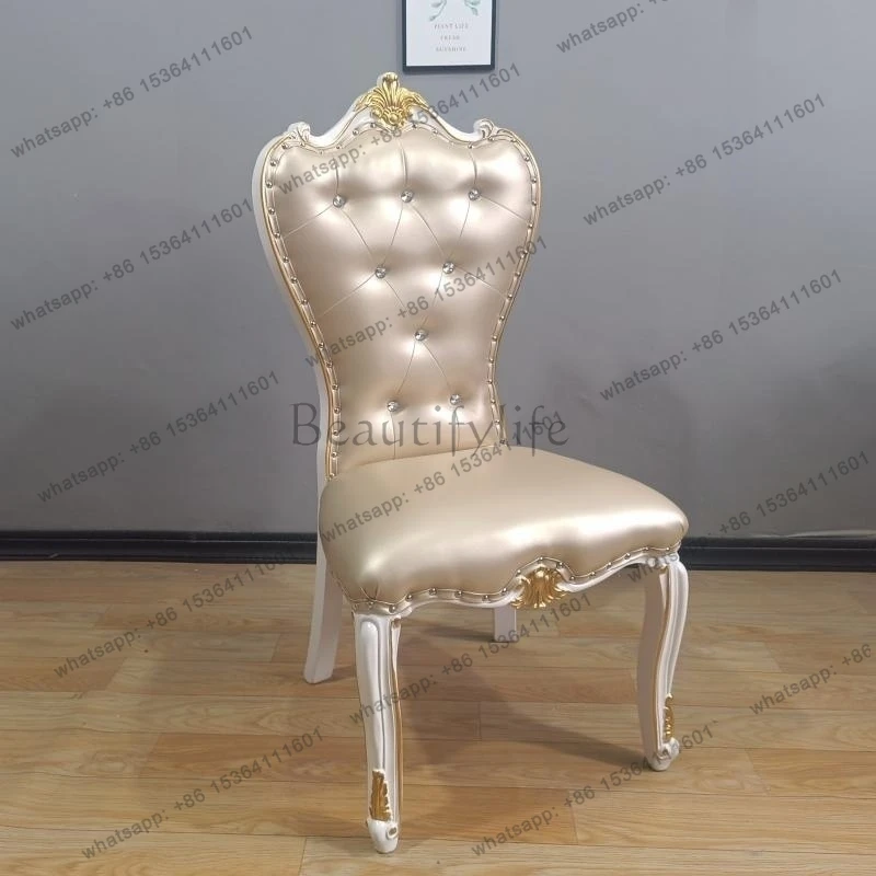 European modern simple ivory white solid wood chair household small apartment restaurant single backrest （2 Take it)