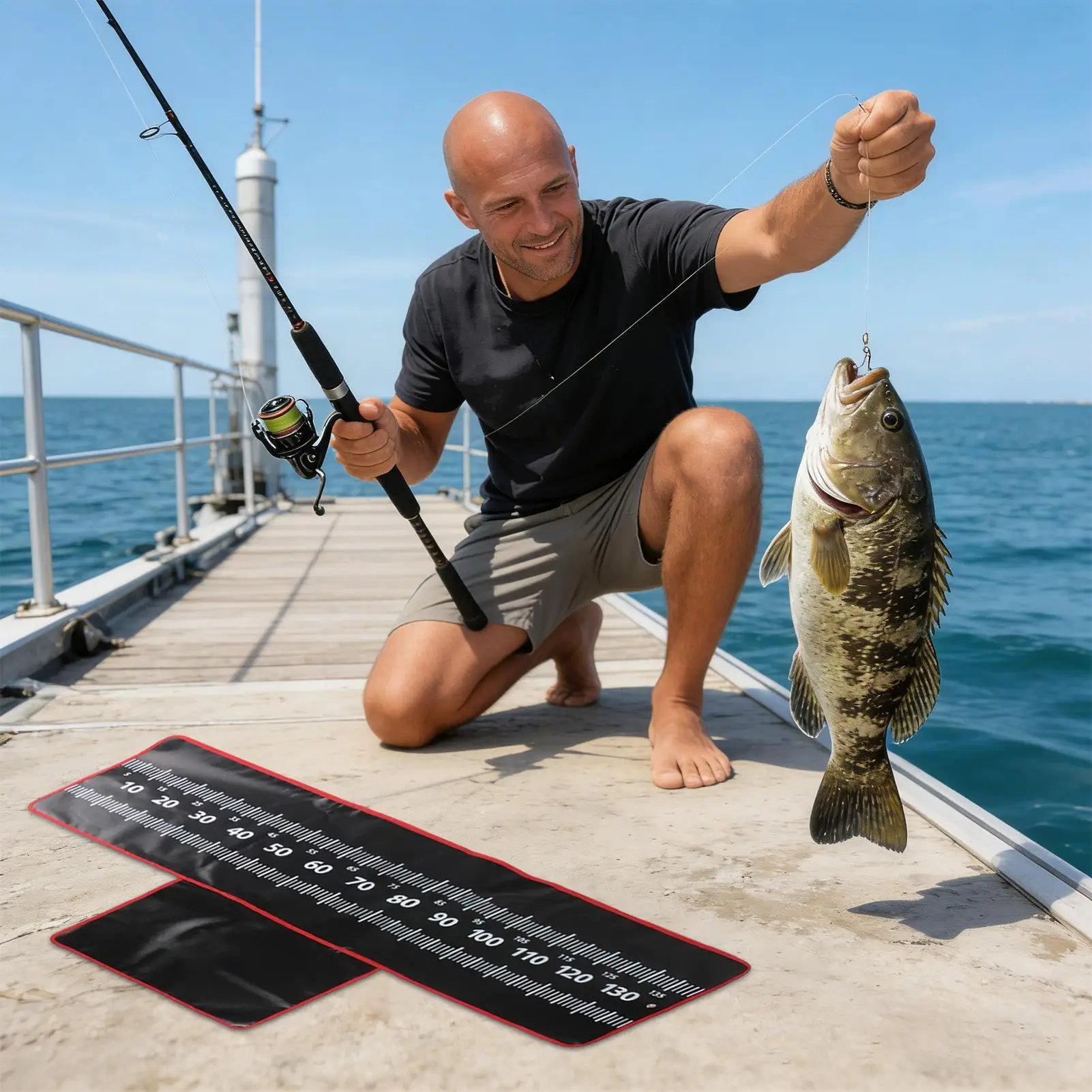 

Fish Fillet Mat 140 X 35cm Rollable Non-slip Portable Pad With Knee Pad Fishing Unhooking Measuring Mat For Freshwater Bass