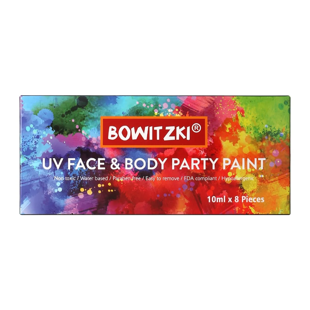 Bowitzki UV-Neon-Gesichts- und Körperbemalung, 8 Röhren, schwarzes Licht, leuchtet im Dunkeln, fluoreszierende Malerei, Musik, Festivals, Party, Halloween