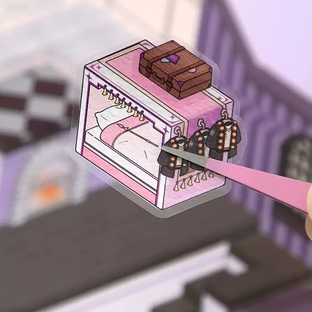 Novo plus size 3d paisagem adesivo dos desenhos animados visual empilhamento adesivo cena da cabine bolso cena estudante criança criança