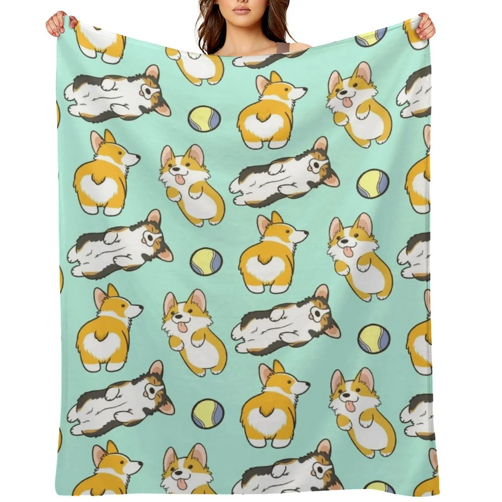 Corgi set Throw Blanket blankets and throws manga Baby Flannels Blankets