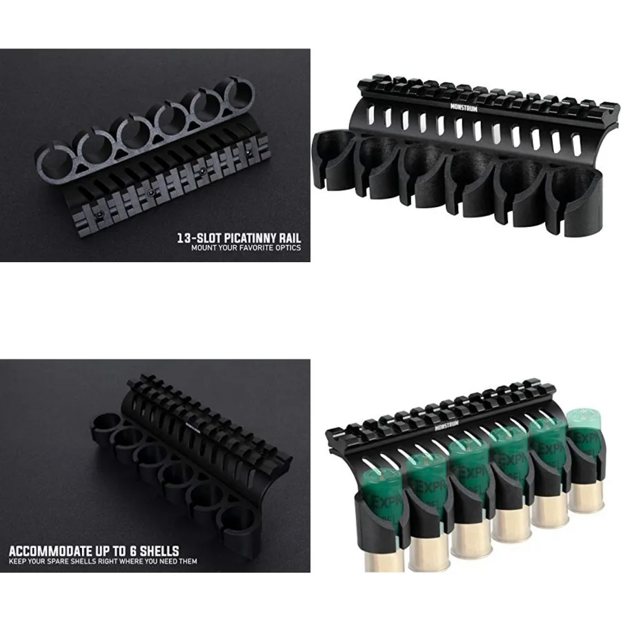Side Saddle Shell Holder with Picatinny Rail Mount for Mossberg 500/590/Shockwave Series Shotguns