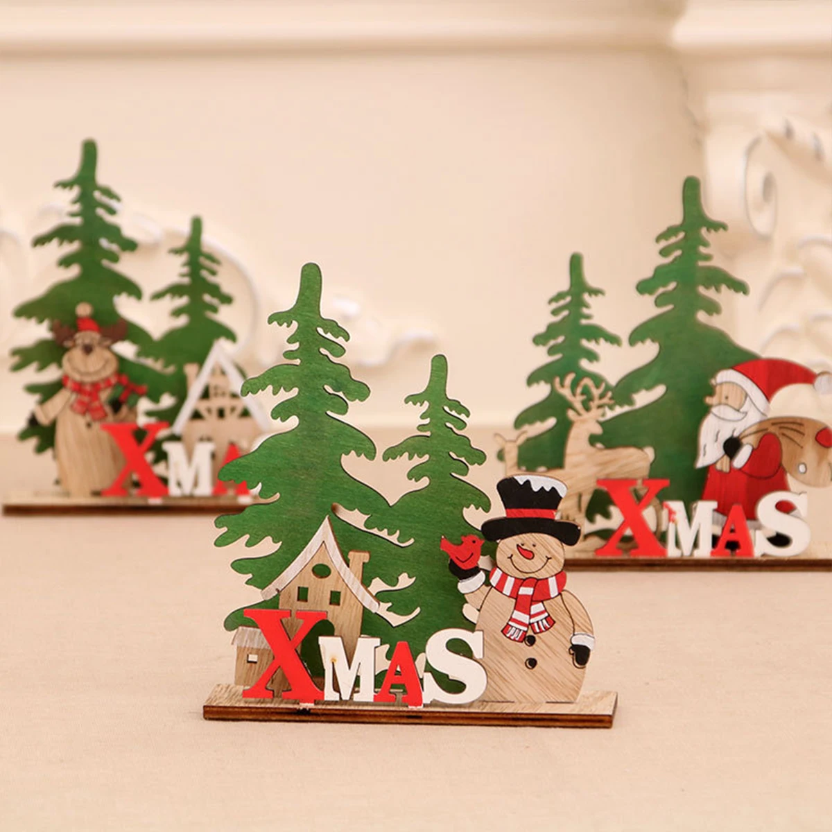 QIFU Xmas Noel Wooden Christmas Ornaments Merry Christmas Decor for Home 2024 Navidad Cristmas Decor Xmas Gifts New Year 2025