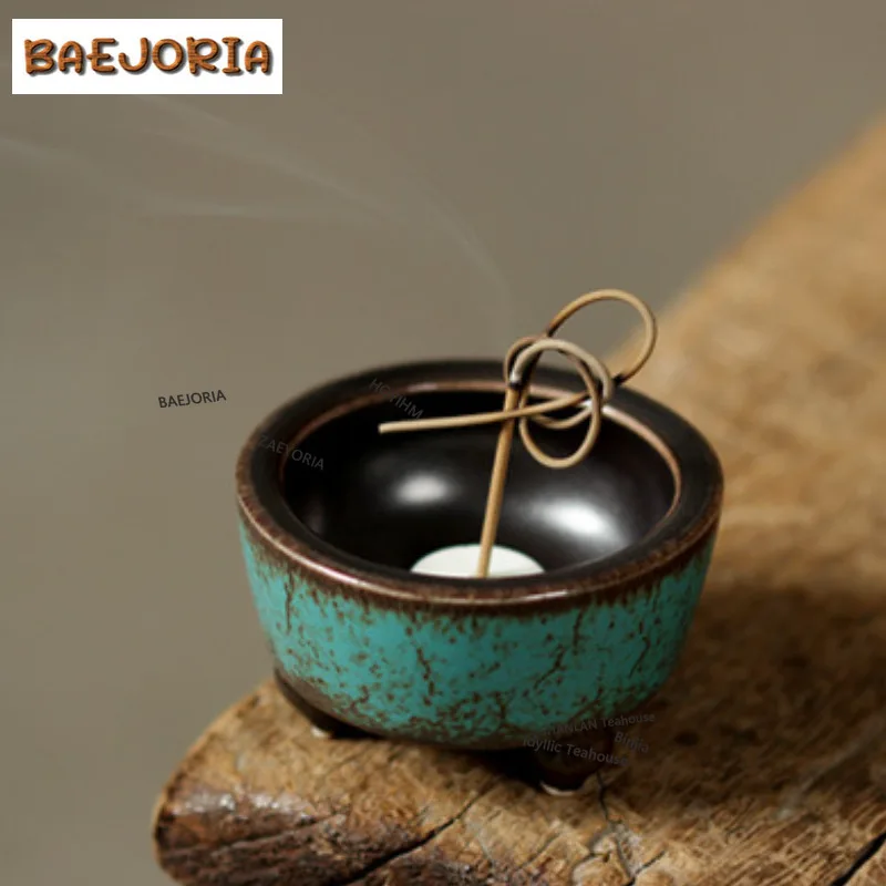 BAEJORIA Kiln Fambe Tripodia Incense Holder Water Fountain Decoration Incense Burners Consecrate Censer Tea Services Craft Gifts