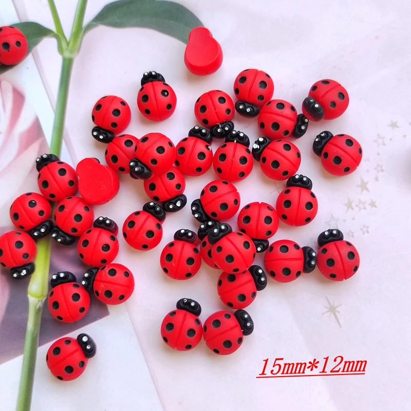 20Pcs New Resin Kawaii Mini Cute Imitation Convex Round Seven Star Ladybug Clipbook DIY Fashion Hairpin Decoration Crafts