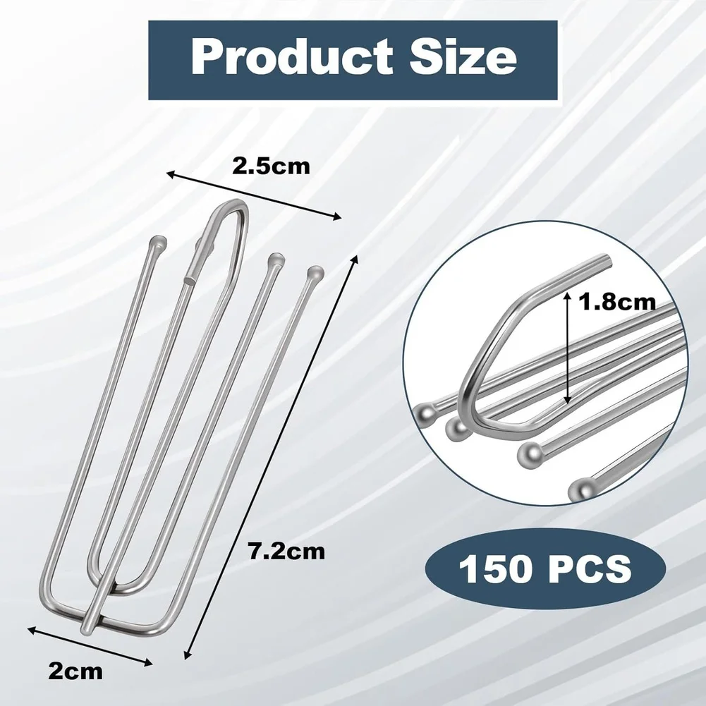 Silver Metal Curtain Hooks Stainless Steel for Drapery Rings 40 50 60 or 150 Pieces Window Hanging Accessories