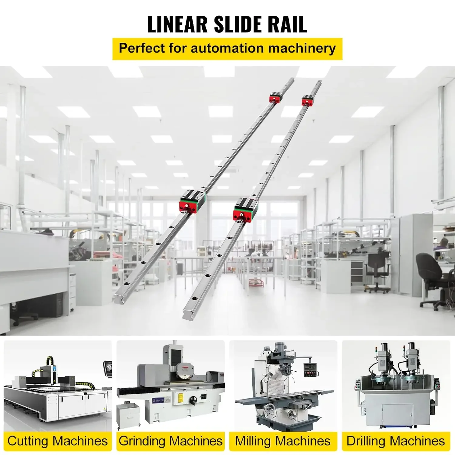 Linear Rail HSR15-1500mm? 2pcs Linear Guideway Rail?4X Square Type Carriage Bearing Blocks