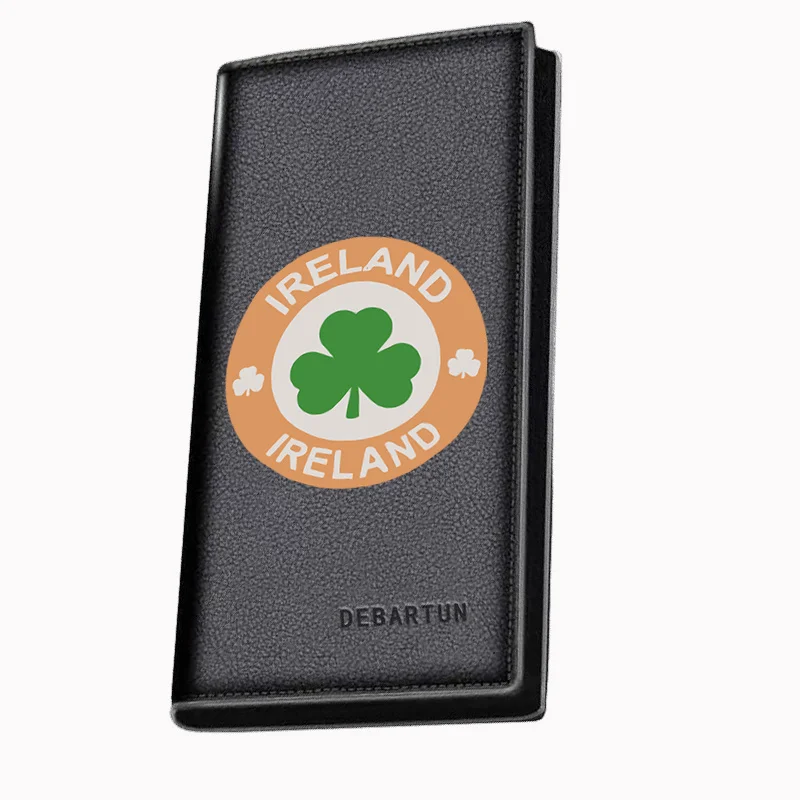 

Зеленый трилистник, эмблема Ireland, мужские длинные кошельки, деловой стильный дизайн с принтом, повседневное использование, Рождество, День отца, День святого Валентина
