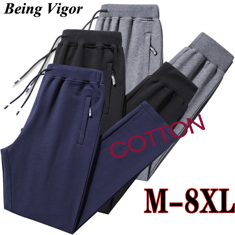 

Being Vigor Mens Knitted Wear Casual Sweat Joggers Plus Size Elastic Waist Jogging Pants Men Trousers Male Sport Long Pants