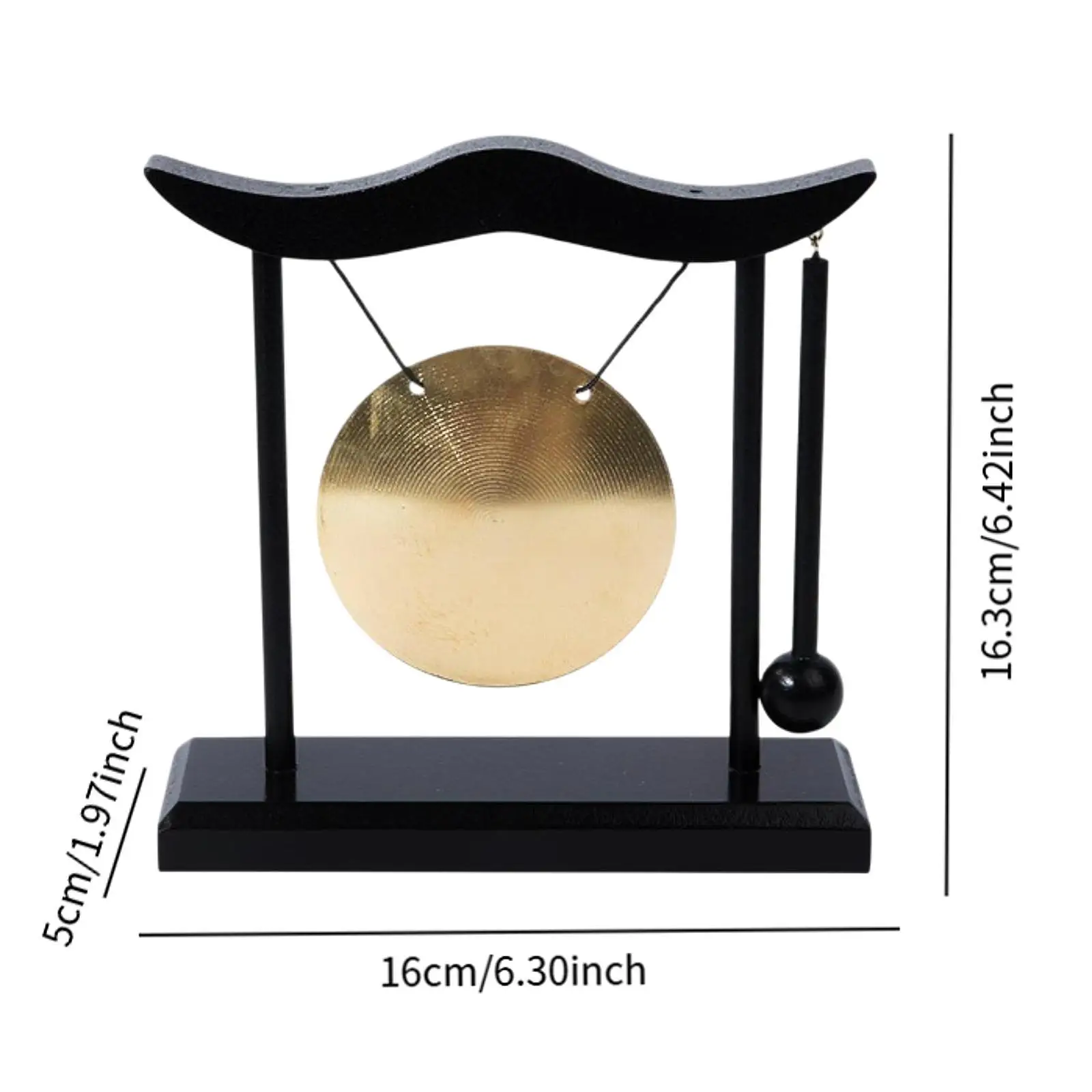 Tabletop Brass Gong Small Size with Stand and Mallet Rich Resonant Bell for Home Office Meditation Relaxation Corner
