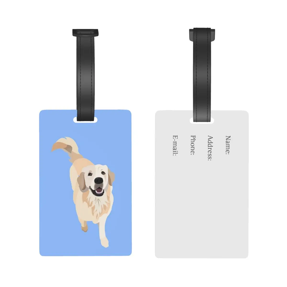 Golden Retriever Doggo - LIGHT BLUE Luggage Tags Suitcase Travel PVC Cute Baggage Boarding Tag Label Holder ID Name Address