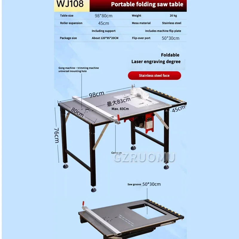 Multifunctional 220V Saw Blade Lifting Table Desktop Electric Circular Saw Cutter Adjustable DIY Woodworking Cutting Workbench