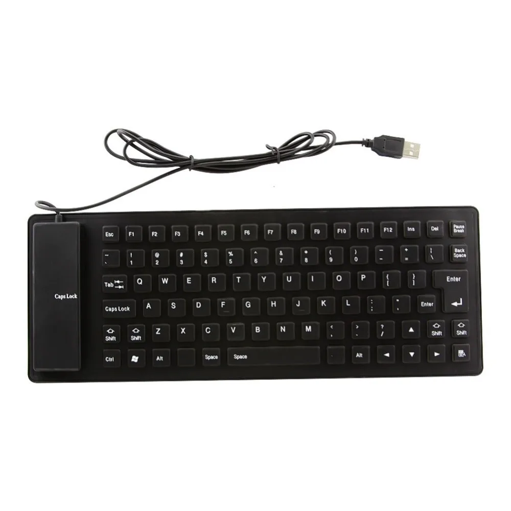 Pc Accessories Soft Touch Silicone Keyboard Rollup Foldable USB Wired Keyboard Waterproof Mute 85/109 Keys Keyboard Office