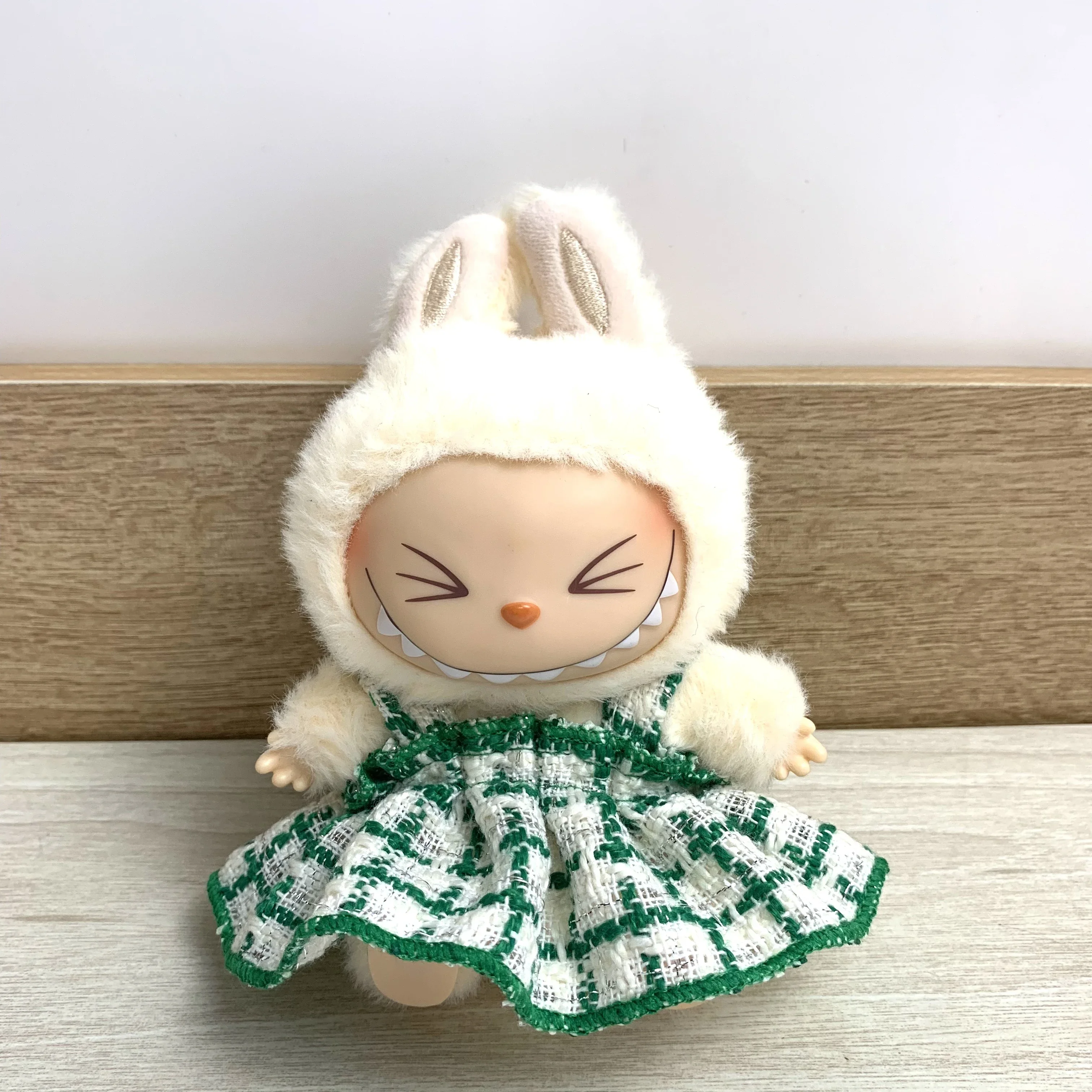 Одежда для мини-куклы Labubu, одежда, аксессуары, кукла, зеленое платье, шляпа, обувь, одежда