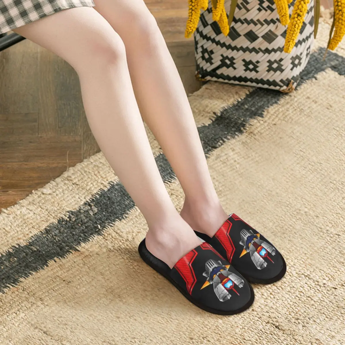 Mazinger Z Anime UFO Robot House Slippers Women Cozy Memory Foam Slip On Hotel Slipper Shoes