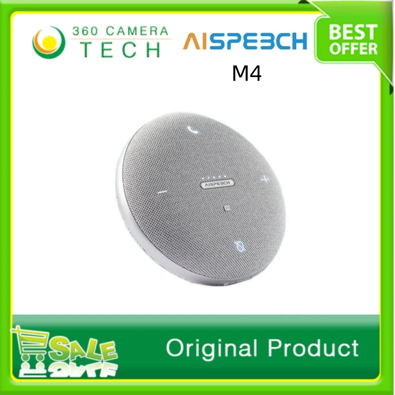 AISPEECH M4 AI 360-degree noise reduction video conferencing microphone, wireless connection, free real-time voice transcription