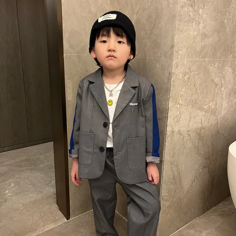 Boys Coat +Pants Cotton 2PCS/Set Kids Sport Suits 2023 New Formal Spring Autumn High Quality Custom Children Sets