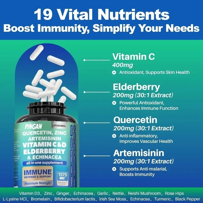 

200 мг бейшины, Quercetin, Artemisinin, Куркумы и Echinacea в качестве добавок иммунной поддержки