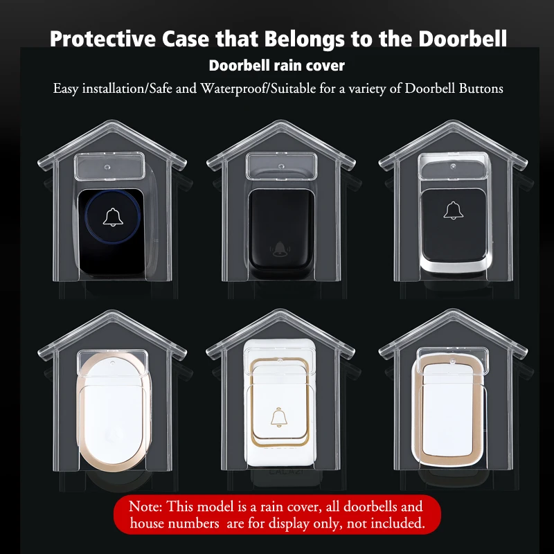 

1Pc Doorbell Rain Cover Smart Home Wireless Bell Waterproof Cover Chime Button Transparent Protection Shell No-drill Case