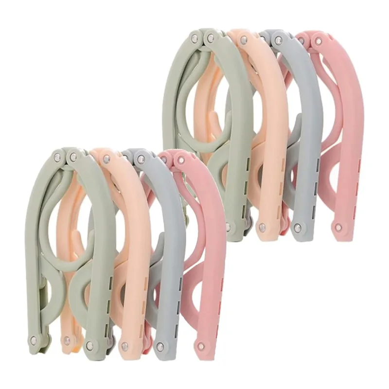 4 Colors Travel Hangers Set 4/8Pcs Folding Clothes Hangers Portable Plastic Clothes Hanger Set Multi-functional Hanging Rack