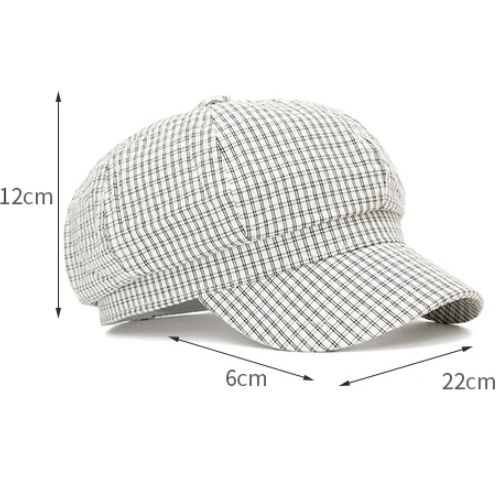 HT5091 Baskenmützen für Herren und Damen 2026 Neue Karierte Baskenmütze Vintage Künstler Maler Achteckige Mütze Herren Damen Frühling Sommer Baskenmützen – Detail 2