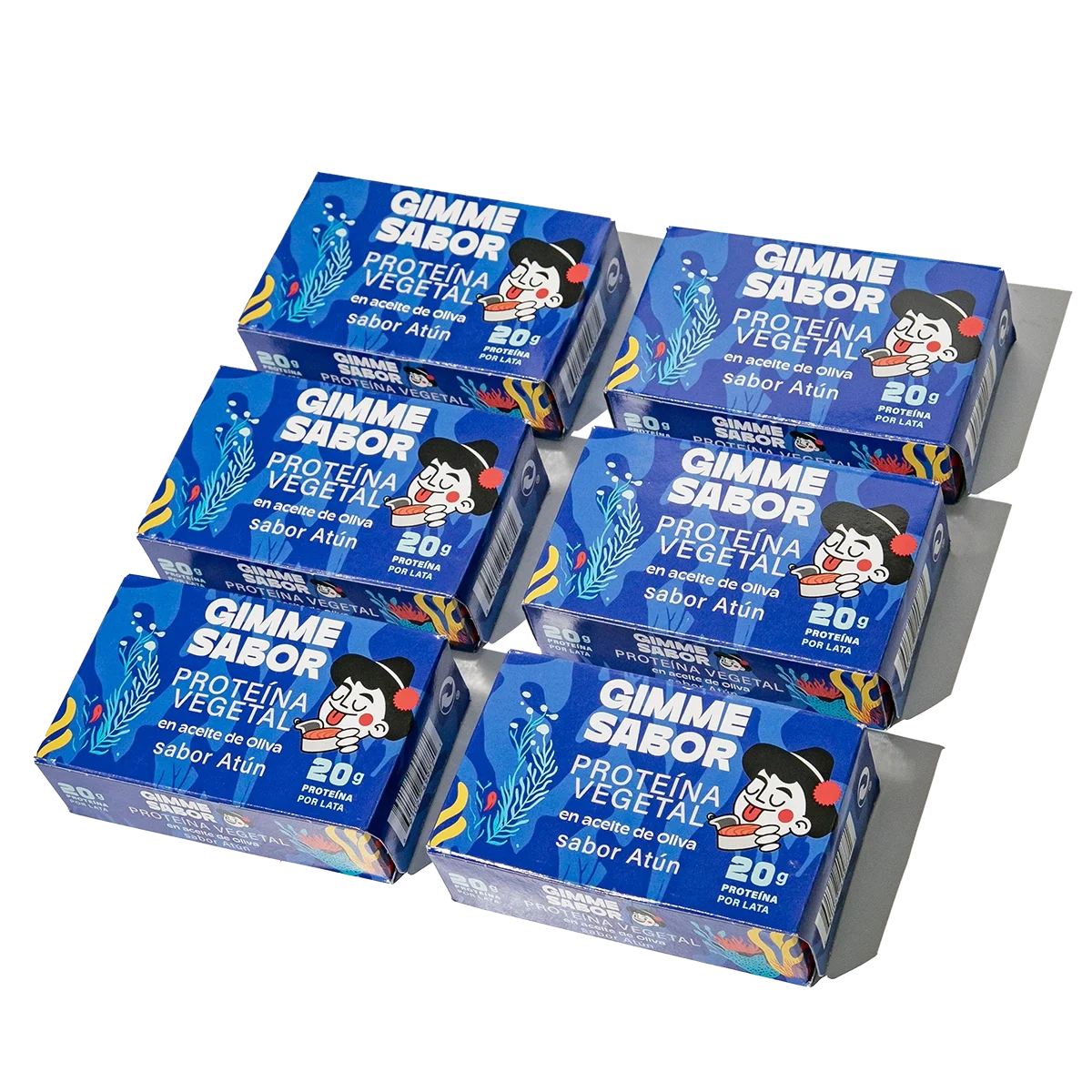 Gimme Sabor – Pack de 6 Latas de Proteína Vegetal Sabor Atún con Aceite de Oliva | 20 g de Proteína por Lata | Sin Alérgenos, 100 % Vegano