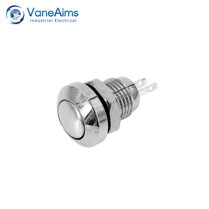 8mm Metal waterproof button switch VaneAims Latching Small power button On Off Self-Reset Push Button Switch momentary 1A 1NO