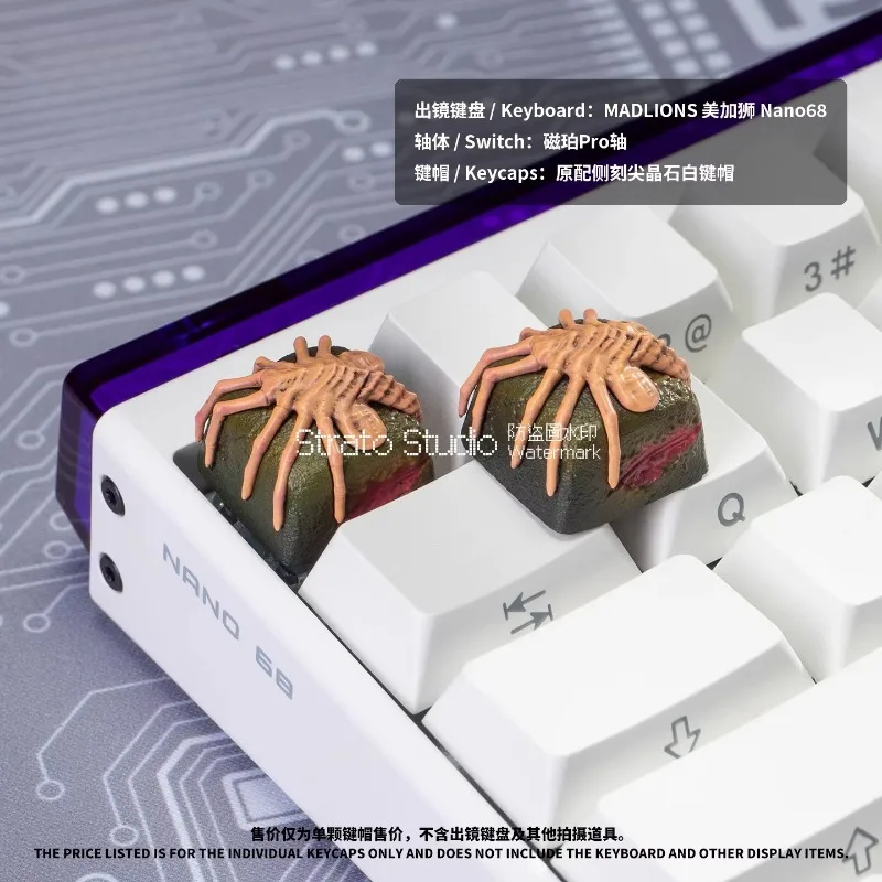 

Alien Facehugger Keycap Индивидуальная смоляная крышка ручной работы из профиля SA для механической клавиатуры, аксессуары, кепка для клавиш, подарок