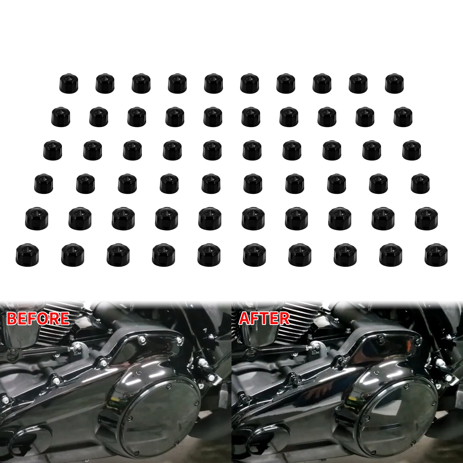 Motorcycle 60PCS Engine Bolt Screw Cap Protection Cover Black/Chrome For Harley Softail 18-21 Touring Road Electra Glide 17-2021