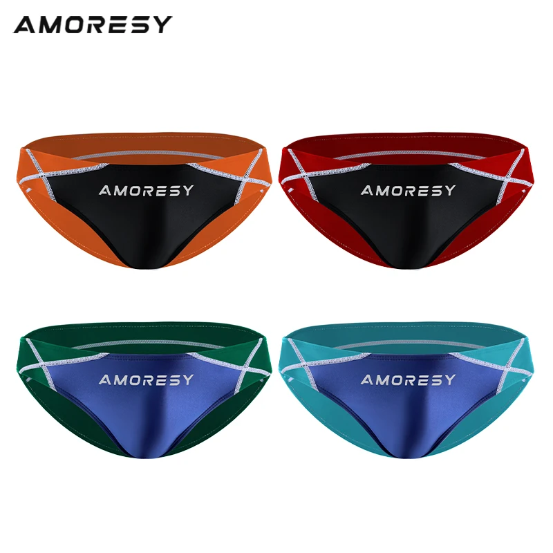 AMORESY Oceanus series trendy Japanese briefs low-waist hip-lifting tight-fitting ultra-thin swimming trunks