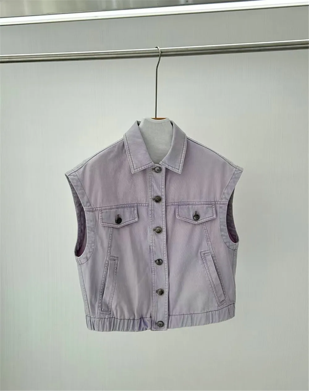 Mantel Rompi Koboi Katun Baru Musim Semi/Musim Panas 2025 + Celana Lurus Serbaguna Set Dua Potong