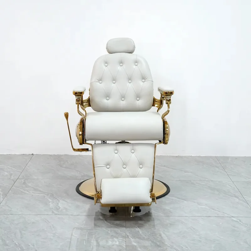 Custom Hot Sale Brown Luxury Metal Barber Chair Contemporary Design Easily Controlled for Salon Barbershop Use Portable