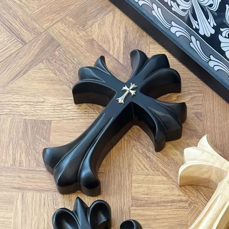 home solid wood carving single product cross flower silver jewelry heavy industry retro living room large desktop