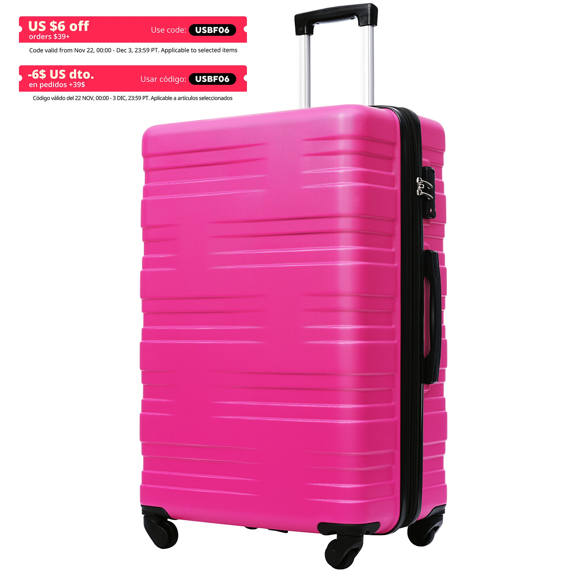 Luggage with TSA Lock Spinner Wheels Hardside Expandable Luggage Travel Suitcase Check In Luggage ABS 24