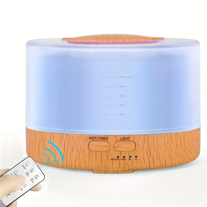 

16.91oz Essential Oil Diffuser Remote Control Ultrasonic Aromatherapy Cool Mist Humidifier Waterless Auto-Off 7 LED Light Colors