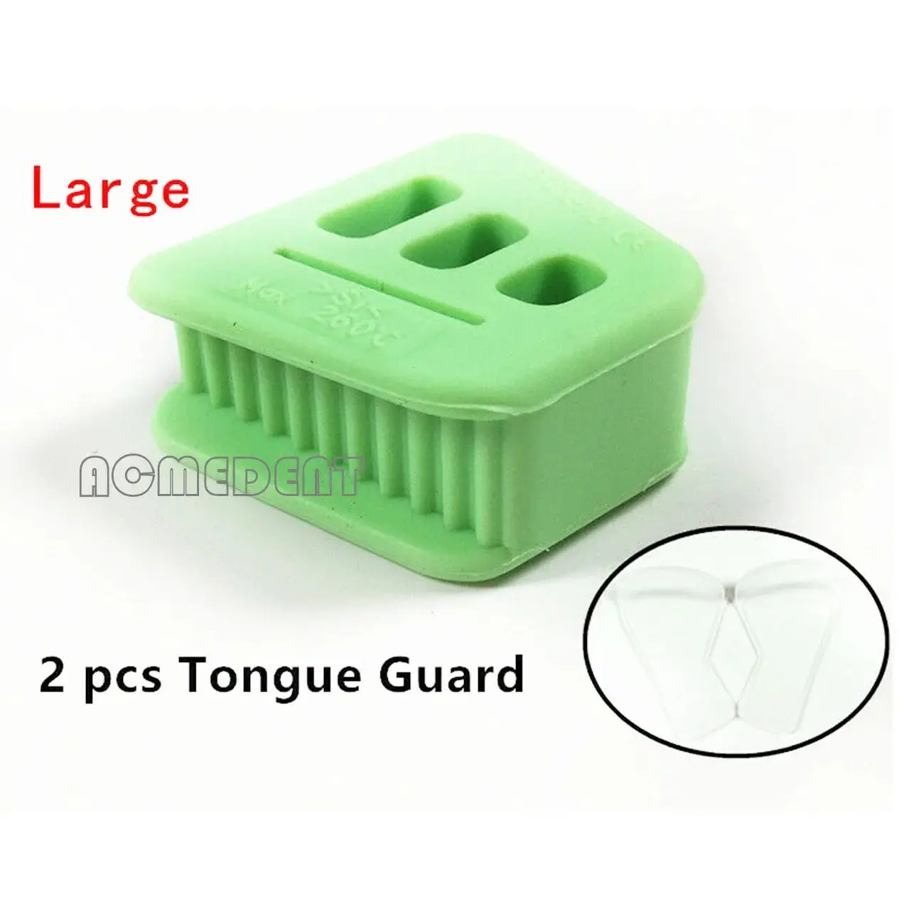 

2 Set Dental Mouth Props Bite Block Tongue Guard Green Prop R/L Large Adult