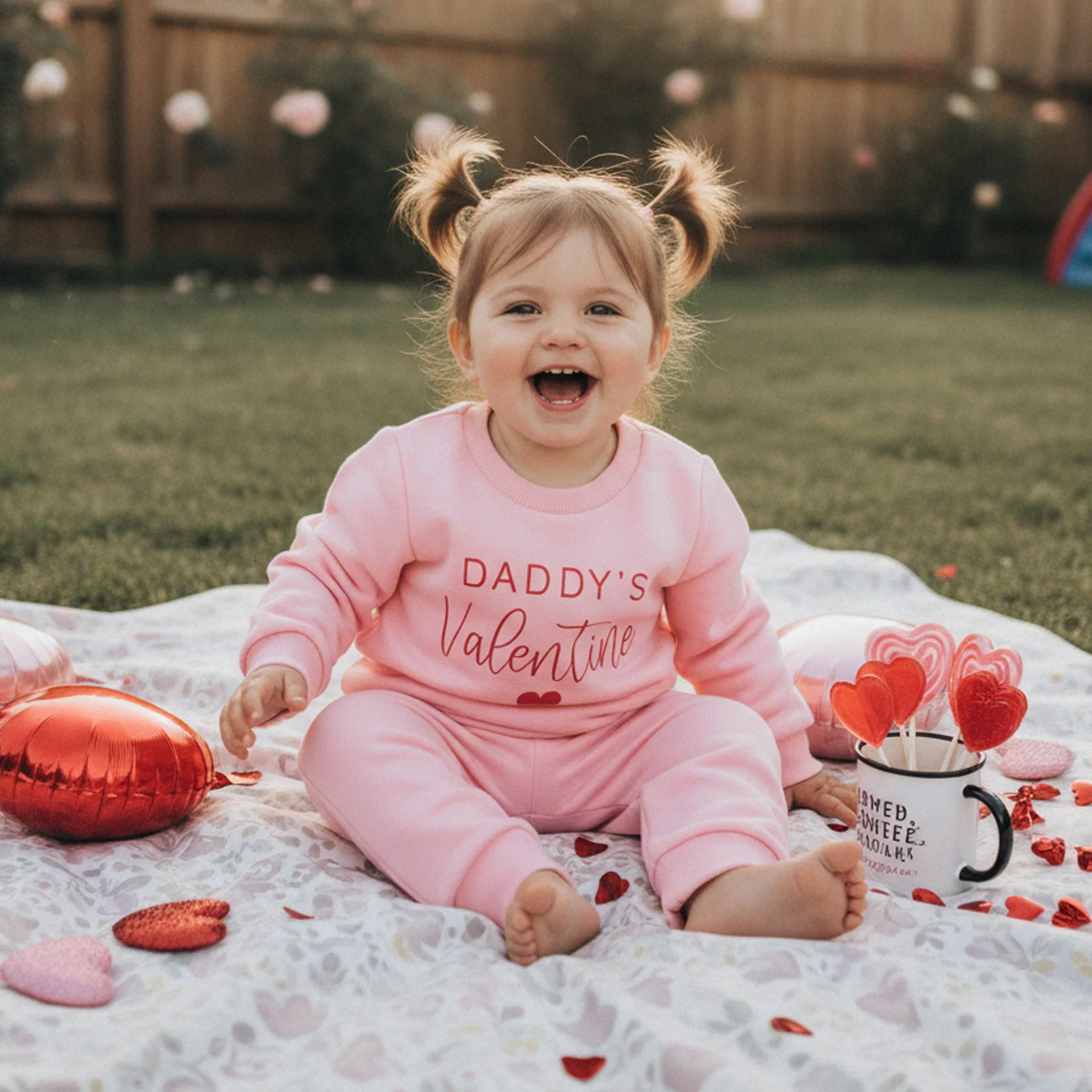 Toddler Baby Valentines Day Outfit Heart Letter Long Sleeve Sweatshirt and Solid Joggers 2 Piece Spring Set