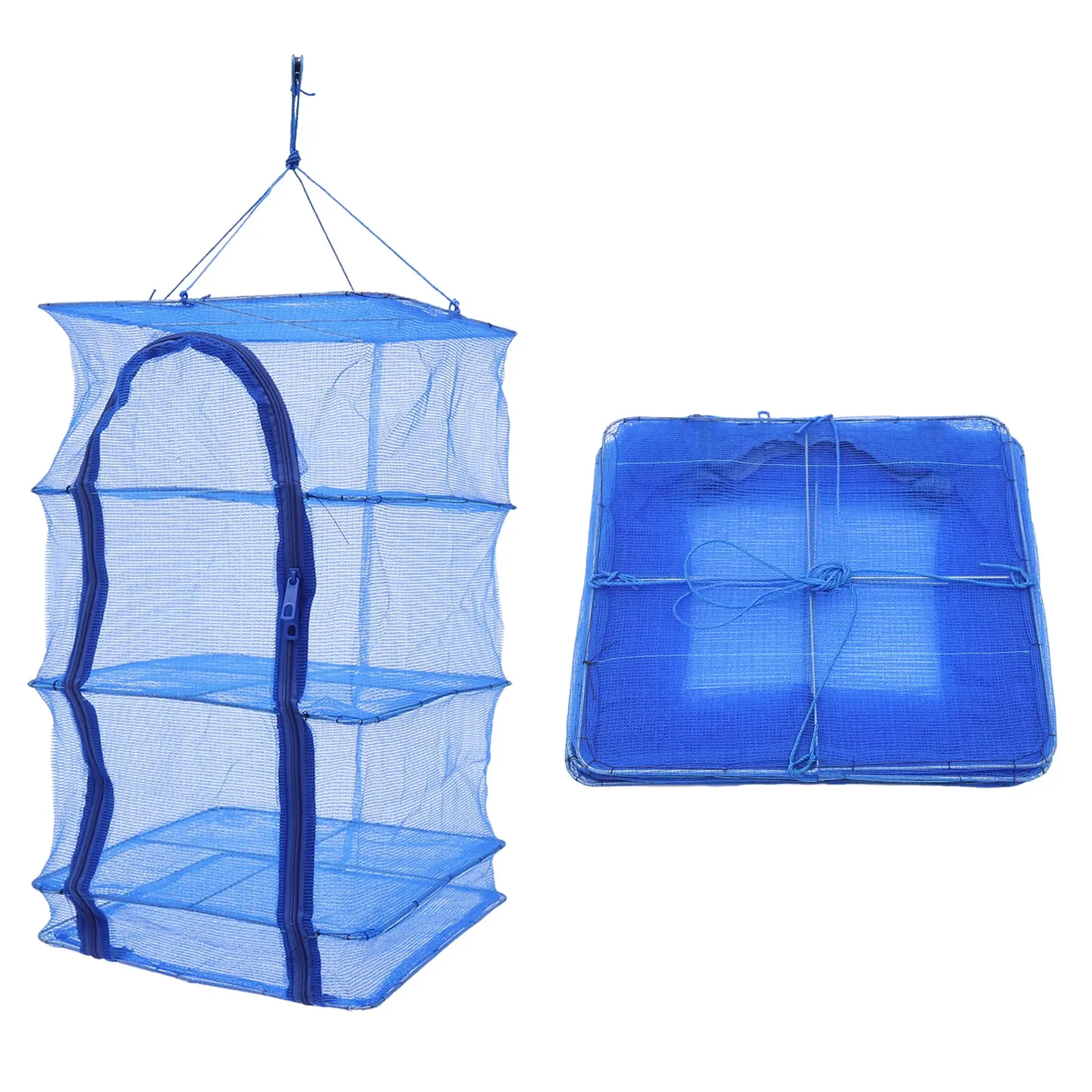 

Drying Rack 4 Layers Folding Fish Mesh, Hanging Fish Drying Net, Folding Drying Net with Zipper Opening for Drying Seeds Fish Ve