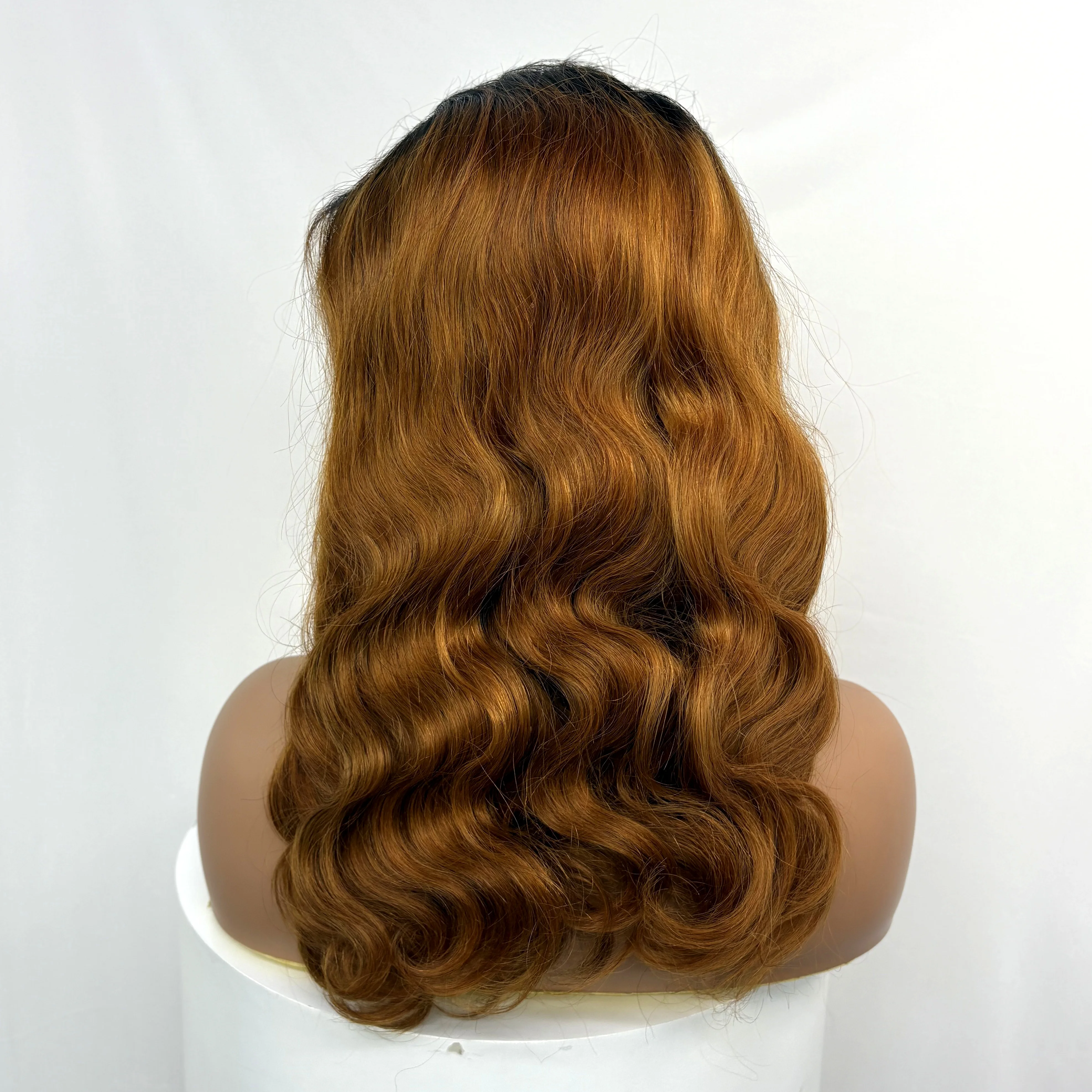 250% Dichtheid 4/350 Gember Oranje Body Wave Haarwerk van Echt Haar 18 inch 13x4 Transparante Kant Voorkant Losse Golf Haarwerken voor Zwarte Vrouwen