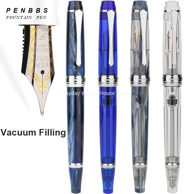 penbbs vacuum filling fountain pen corpo de resina transparente nib iridium fine presente escrita comercial office grupo moda 05 mm 456 01