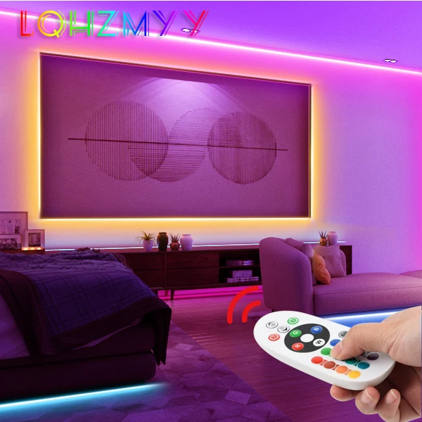 1 Roll of Low Voltage 5V Color-Changing Rgb 5050 Led Light Strip with USB Interface, 24-Key Bluetooth Remote Control, App Control, Sound-Activated Controller, Led Light Strip, Flexible and Adhesive, Suitable for Tv, Co