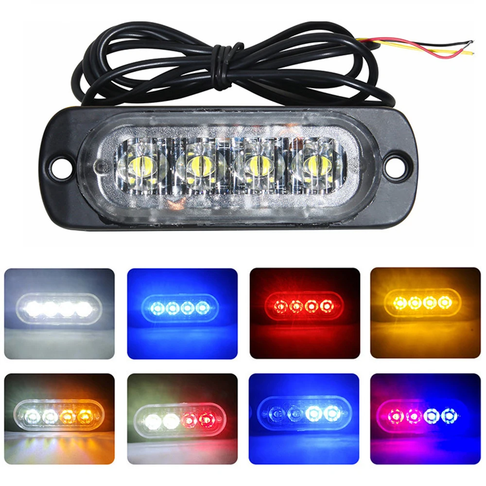 

Truck 12V 24V 4 LED Strobe Warning Light Strobe Grille Flashing Lightbar Truck Car Beacon Lamp Amber Yellow White Traffic Light