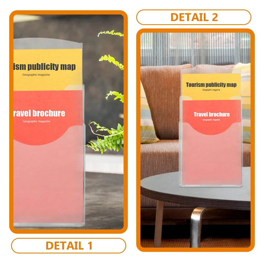

2pcs Transparent Document Holder Wall-Mounted File Organizer Material Office Storage Rack Clear Book Stand Brochures Display