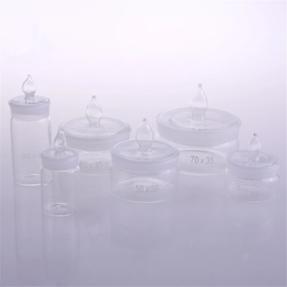 2pcs/lot Multiple Diameter x Height Lab Glass Weighting Bottle with Ground Glass Stopper Lab Supplies