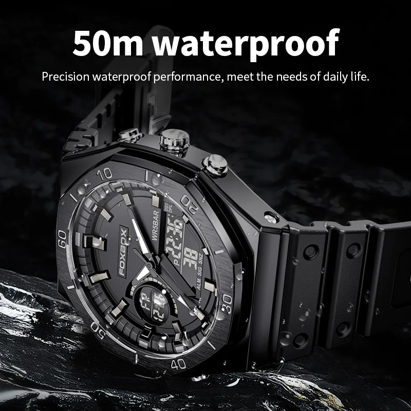 FOXBOX Top Brand Digital Watches For Man Original Silicone Strap Man’s Watch Waterproof Luminous Calendar Relogio Masculino 2024