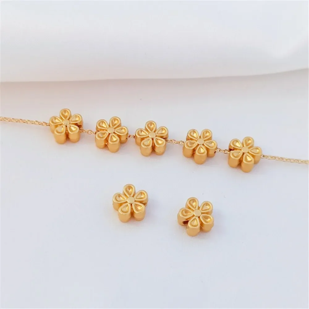 Vintage Gold Double-Sided Straight Hole Spacer Beads, Peach Blossom Loose Beads DIY Handmade Jewelry Materials