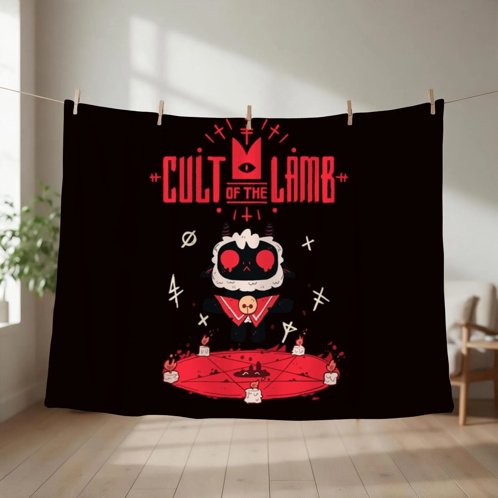 Cult Of The Lamb Throw Blanket couch cozy soft plush fuzzy picnic outdoor blanket
